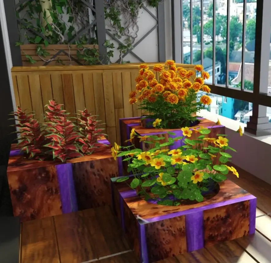 Wood and Resin Planters WRP-12