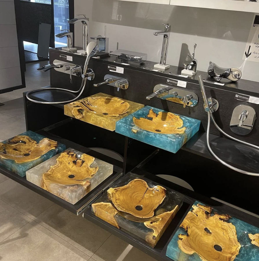 Natural Epoxy Wooden Wash Basin